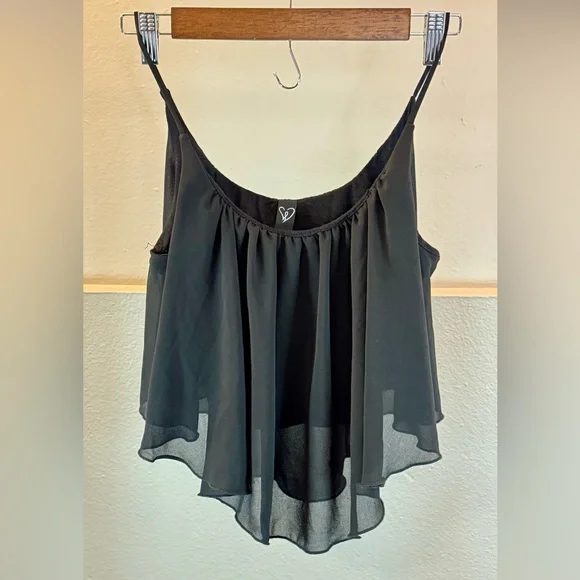 Windsor Black Chiffon Crop Top - Picture 1 of 1